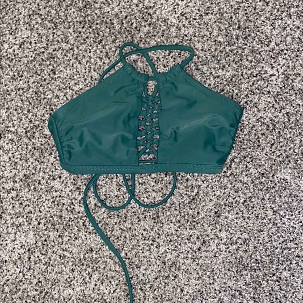 Green high neck swim suit top